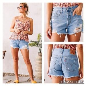 Levi’s 501® Original Button fly Cut off Denim Shorts size 30 ☀️🕶️